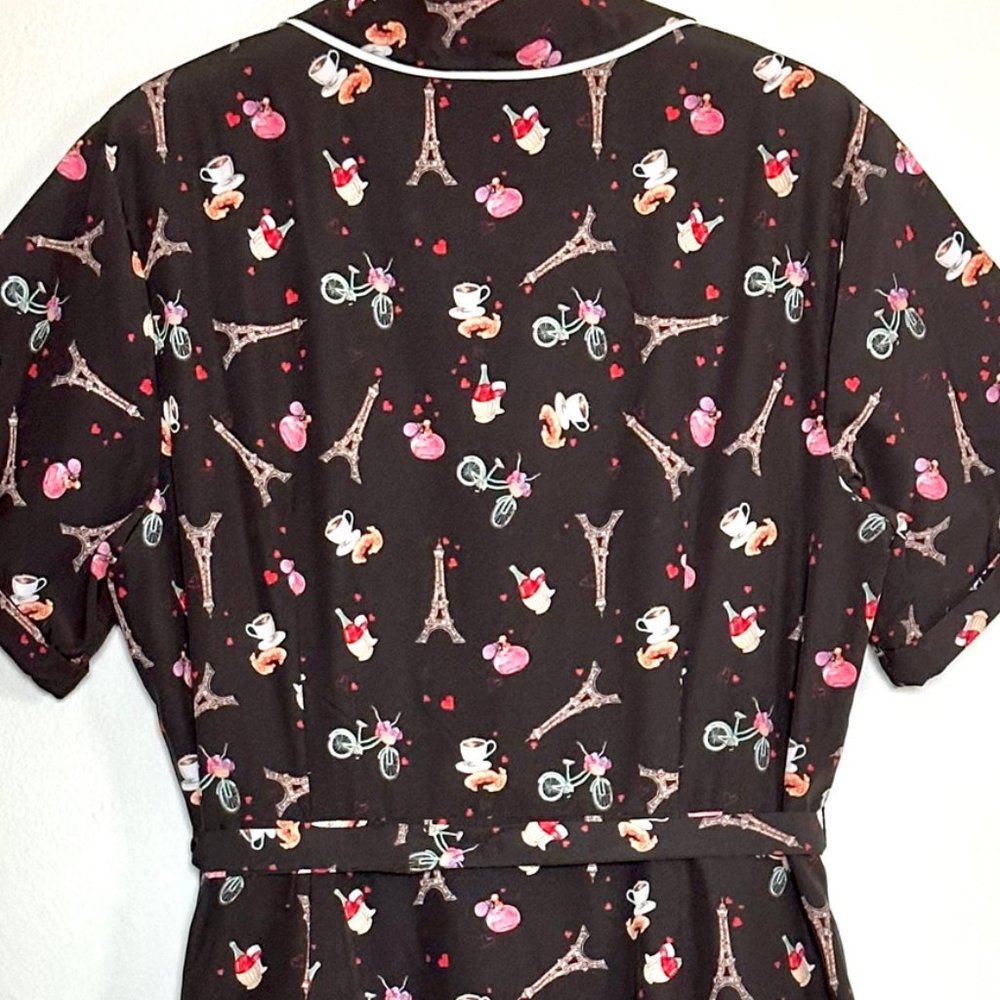 Ooh La La très adorable Paris print Dress ~ pockets ~ retro vintage - Picture 8 of 9